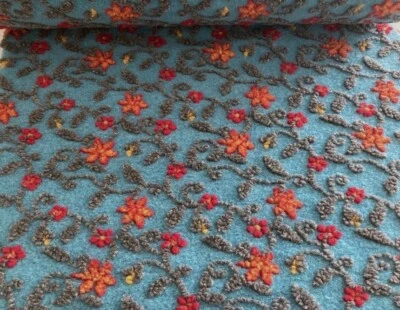 Musterwalk Italien Meterware Blumen türkis  Walkstoff  Walkloden Walk - Bild 1 von 3