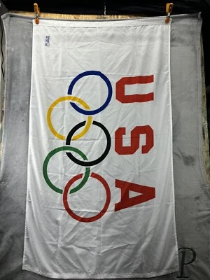 VTG USA Olympics Five Rings Logo Flag Emerson 36 USC 380 33x57 IOC Sports - Image 1 of 4