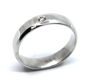 Anillo de boda de micro diamantes cómodo de 4 mm en oro blanco macizo de 14 k talla 4,75 - Imagen 1 de 6