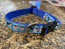 Boston Terrier Adjustable Blue Collar Medium 10-16" Blue New Usa Breed Specific
