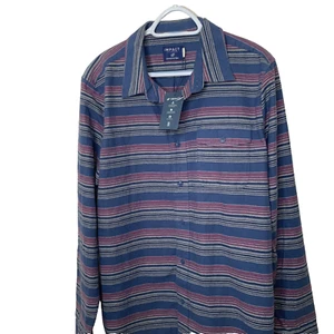 men's striped flannel shirt L Organic Cotton by Impact Collection NWT - Picture 1 of 7