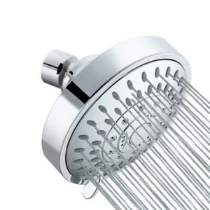 High Pressure 4 Inch Shower Head with 5-Settings Chrome Finish Swivel Ball Joint - Picture 1 of 6
