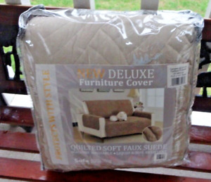 Faux Suede Loveseat Slipcover Liquid and Soil Resistant Quilted Pet Protector