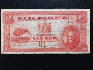 New Zealand, 10  Shillings, 1934, ( Rare Y)  L. Lefeaux, (P-154) - Picture 1 of 14