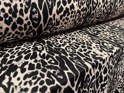 Tecido elástico de jersey de malha macia, por metro - Estampa de chita - Preto e nude - Imagem 1 de 4