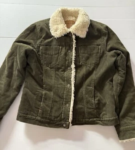 JACOB ANNEXE Women’s Size Large Olive Green Corduroy Cord Fleece Lined Jacket - Picture 1 of 9