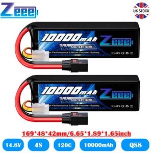 2x Zeee 4S 10000mAh Lipo Battery 14.8V 120C QS8 Plug for Xmaxx RC Car Truck Tank - Picture 1 of 7