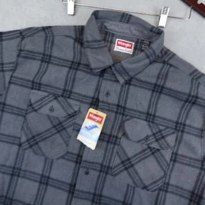 NWT WRANGLER Shirt Jacket Breathe Dry Plaid Fleece Gray Mens Size XXL Premium LS - Picture 1 of 8