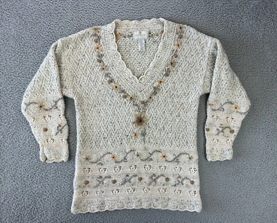Suéter Vintage Express Tricot Tejido a Mano Para Mujer XS Angora Gran Tamaño Floral Foto 1 de 4