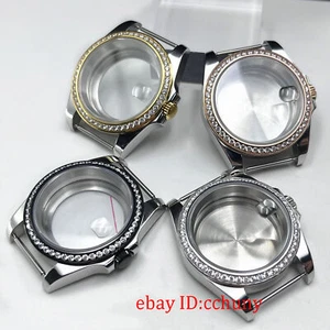 36mm silver/black/gold watch case sapphire fit NH35 NH36 ETA2824 PT5000 - Picture 1 of 23