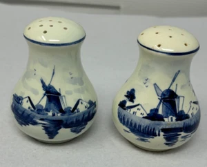 Juego de coctelera de sal y pimienta vintage Delft azul holandés molino de viento Regina - Imagen 1 de 6