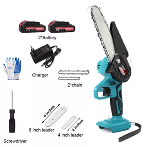 Akku Kettensäge 4+6 Zoll Mini Elektro Kettensägen Handkettensäge Mit 2 Akku DE - Bild 1 von 17