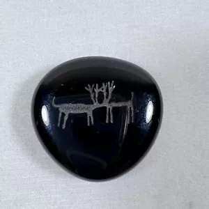 Refrigerator Magnet Two Elk Deer Moose Kiss Touch Noses Black Glossy Stone Rock - Picture 1 of 3