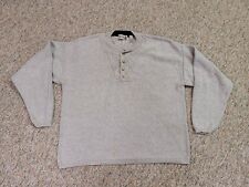 Vintage Fieldmaster Sweater Mens XL Beige Pullover Henley Long Sleeve Cotton