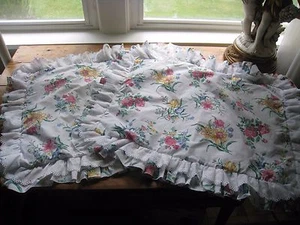 COTTAGE WHITE LACE & RUFFLES FLORAL SPRINGTIME STANDARD PILLOW SHAMS #120 - Picture 1 of 10