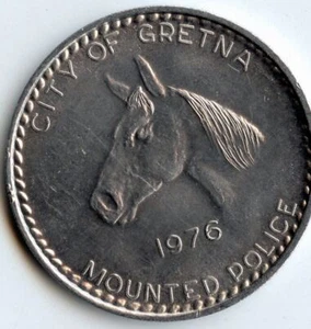 Mardi Gras Doubloon: City of Gretna Police Aluminum 1976 - Picture 1 of 2