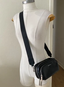 Mocha Black Medina Crossbody/ Bumbag/ PU Leather Zip Pockets W 21cm H12cm D8cm - Picture 1 of 8