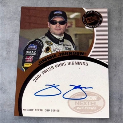 Jimmie Johnson PACK PULLED NASCAR HOFer signed card 2007 PRESS PASS SIGNINGS - Image 1 of 2
