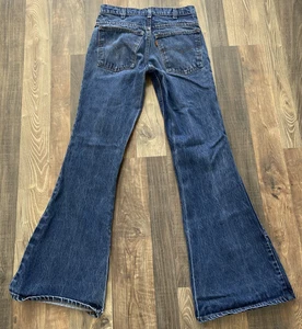 LEVI'S 684 size W29 L32 BIG BELL BOTTOM FLARE Orange Tab Made in USA Blue Jeans - Picture 1 of 22