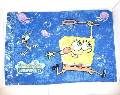 Vintage 2001 Nickelodeon SpongeBob SquarePants Blue Graphic Standard Pillowcase - Image 1 of 4