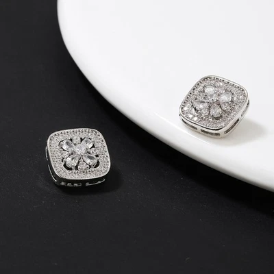 2 PCS Delicate Rhinestone Buttons Square Shape Button Sewing Accessories for DIY - Image 1 of 4