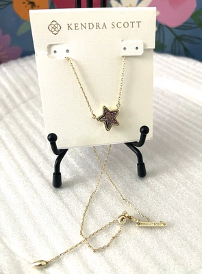 Kendra Scott Jae Star Multi-Color Drusy Gold Necklace Pendant New w Dust Bag - Image 1 of 4