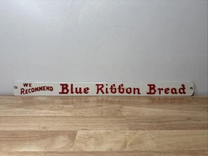 INSEGNA PUBBLICITARIA VINTAGE SI CONSIGLIA NASTRO BLU PANE METALLO GOFFRATO PORTA - Foto 1 di 8
