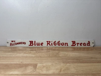 DE COLECCIÓN RECOMENDAMOS CINTA AZUL PAN EN RELIEVE PUERTA METAL PUSH CARTEL PUBLICIDAD Foto 1 de 4