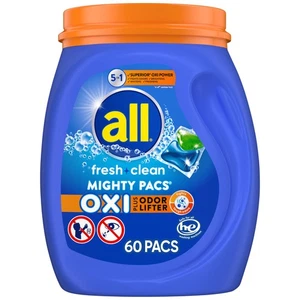 Todo Fresco Limpio, OXI + Levantador de Olores, Paquetes de Detergente para Lavandería MIGHTY PACS, 60 unidades - Imagen 1 de 5