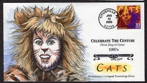 2000 Celebrate the  1980's CATS  (Scott 3190b) - Collins H/Painted FDC TD997 - Picture 1 of 1