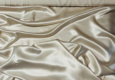 Silk Charmeuse satin ~19mm, Taupe, 100% Silk, 44" W, By the Yard (TS-7150I) - Image 1 of 4