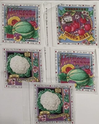 Lot of 5~"Secrets Of The Garden"~ approx 6.5"x6.5" Cotton Fabric Blocks~ Ecru BG - Image 1 of 4