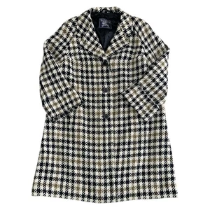 Burberrys Scottish Cheviot Tweed Overcoat Houndstooth Multicoloured Womens Uk16R - Picture 1 of 8