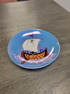 Vintage Noritake Lusterware Galleon Ship Plate 6 1/8 Inch Hand-Painted in Japan - Picture 1 of 24