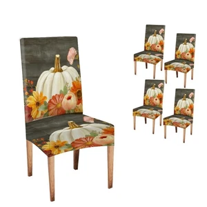 Thanksgiving Chair Covers Set of 4 Stretch Parsons Chair Slipcovers Universal... - Picture 1 of 6