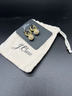 ¡Pendientes de aro huggie bola pavé J.Crew! ¡Con bolsa J.Crew! CRISTAL Foto 1 de 3