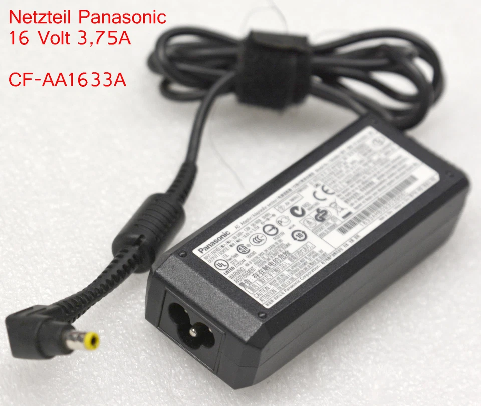 60 WATT NETZTEIL PANASONIC CF-AA1633A 16V 3,75A FÜR CF-08 CF-P1 CF-51 #N53 - Bild 1 von 1