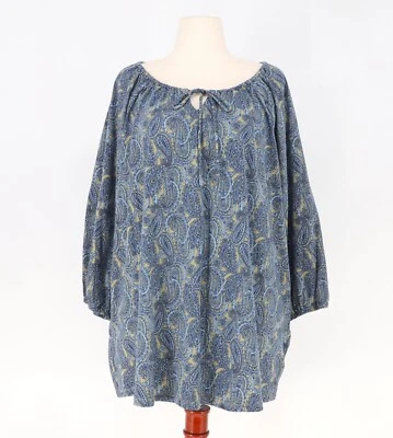 NUEVO CON ETIQUETAS LANDS' END túnica campesina azul cachemira manga 3/4 talla 2X (20W/22W) Foto 1 de 4