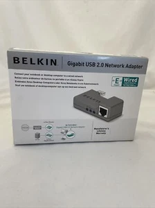 Belkin Gigabit USB 2.0 Network Adapter Boxed Wired Ethernet + Manual K12 - Picture 1 of 7