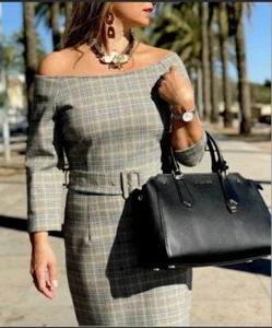 LAST NWT ZARA CHECKED DRESS WITH BELT 0605/230 - Picture 1 of 12