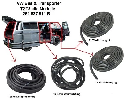 für VW T3 Dichtung 2x Türdichtung 1x Schiebetürdichtung 1x Heckklappendichtung - Bild 1 von 4