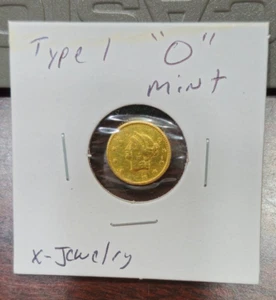 Ex-Jewelry Piece $1 T-1 Gold Coin - Unreadable Date - O Mint Mark - Rough - Picture 1 of 4