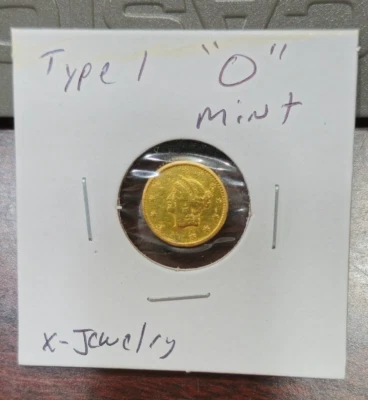 Ex-Jewelry Piece $1 T-1 Gold Coin - Unreadable Date - O Mint Mark - Rough - Image 1 of 4