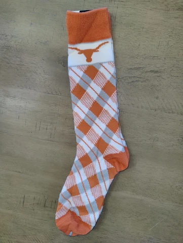 Texas Longhorns College Plaid Argyle Team Dress Crew Socks Large Cover