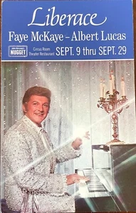 LIBERACE at the PIANO, Advert Postcard; Ruffled cuffs and Rings; Unused; Mint - Picture 1 of 2