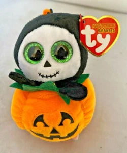 2018 TY Beanie Boos Halloweenie Beanies SPOOKY Grim Reaper con clip para llave de calabaza  - Imagen 1 de 5