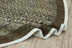 Boho Round Carpet Handmade Black Cotton Rug Modern Kilim Dhurrie Circle Area Rug - Picture 1 of 15