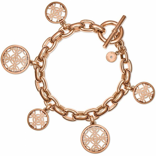 Bracciale MICHAEL KORS oro rosa catena a levetta MK monogramma charms MKJ4474791 + SCATOLA