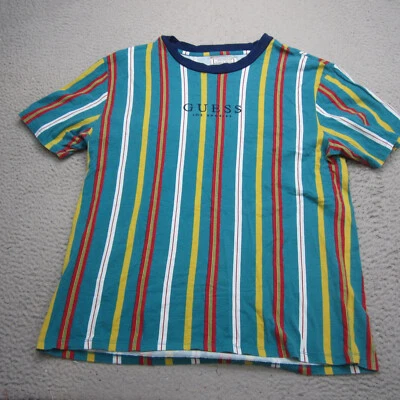 Guess Shirt Men M Green Striped Los Angeles ASAP Rocky Y2K Retro Crew Neck Tee - Image 1 of 4