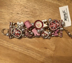 Betsey Johnson Gold Tone Betsey’s Sweets Statement Bracelet Crystal NWT - Picture 1 of 14